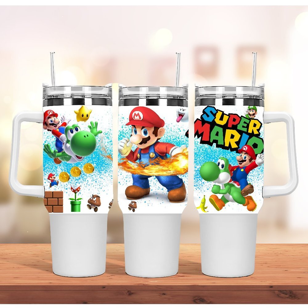 Custom Nintendo Super Mario Bros Tumbler 40 oz tumbler with hand…